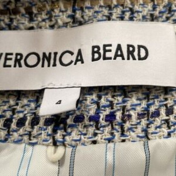 Veronica Beard Textured Blazer in Blue and White - Picture 2 of 5